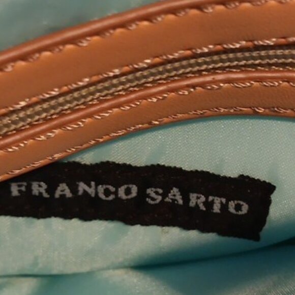 Franco Sarto Canvas Sunflower Floral Print Satchel Bag โ Blue Handles โ Medium - Picture 7 of 12